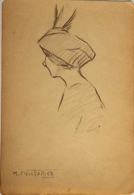 Estudio de retrato femenino. Mujer con sombrero